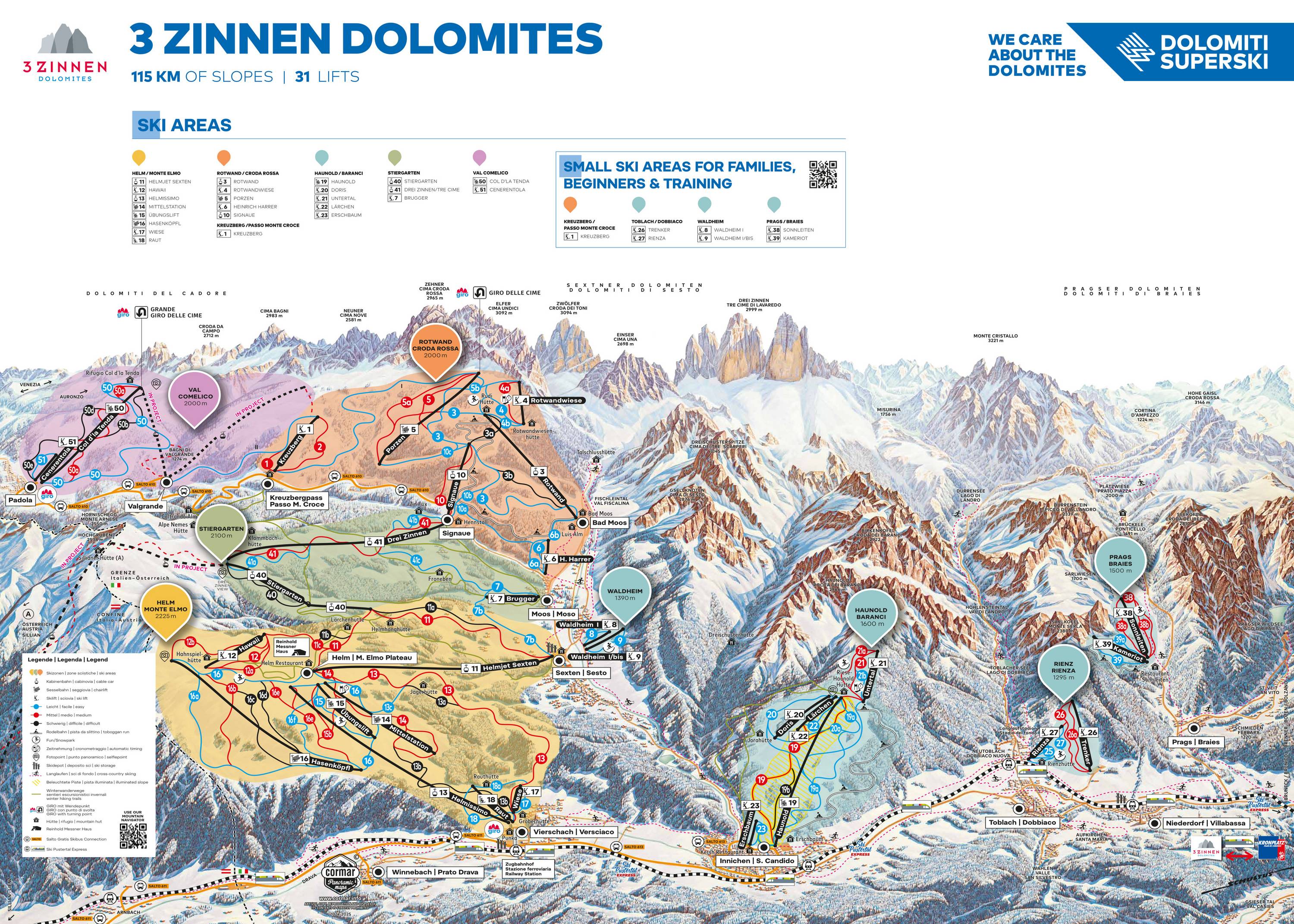 Mapa tras — 3 Zinnen Dolomites