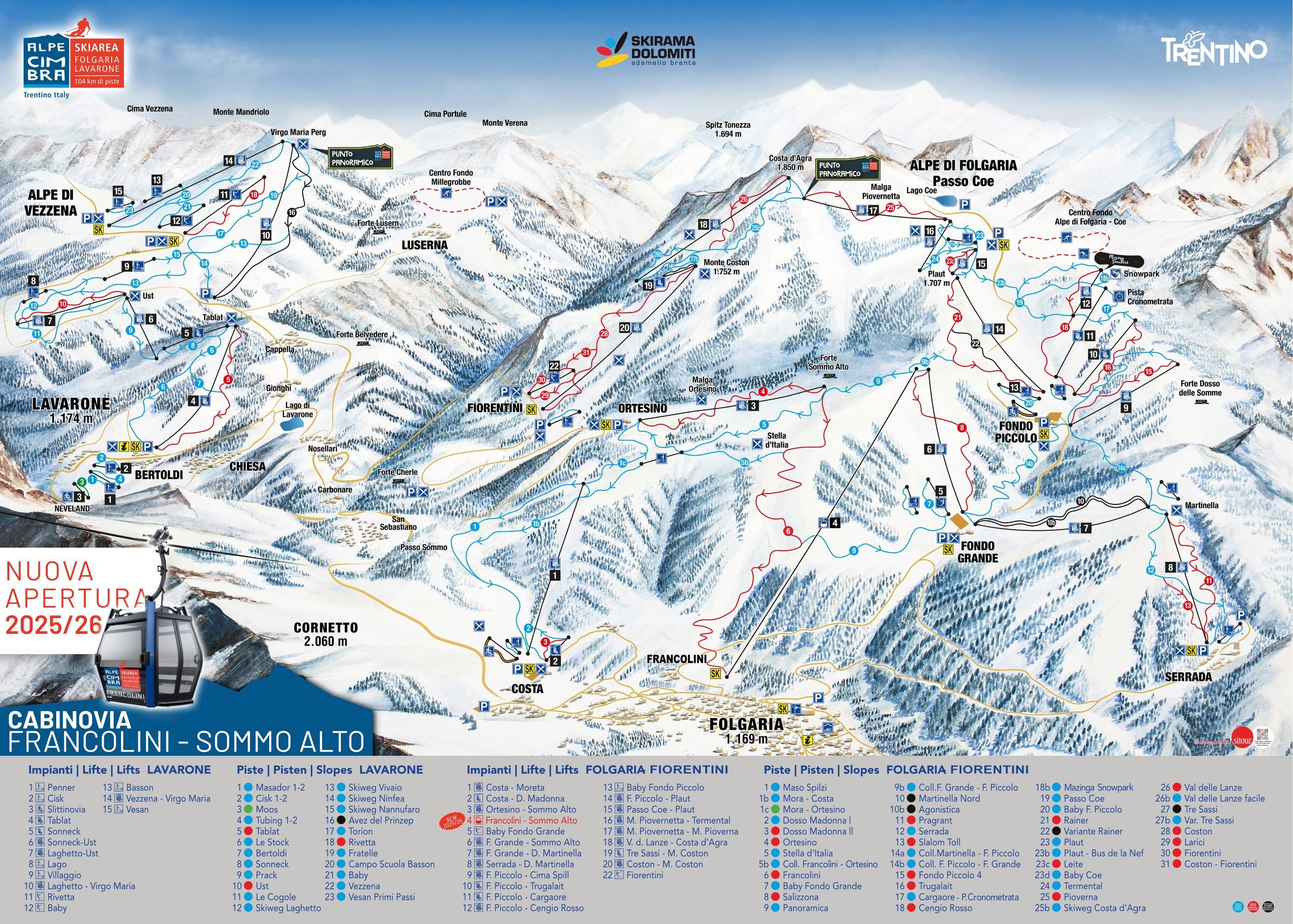 Mapa tras — Alpe Cimbra (Folgaria – Lavarone)