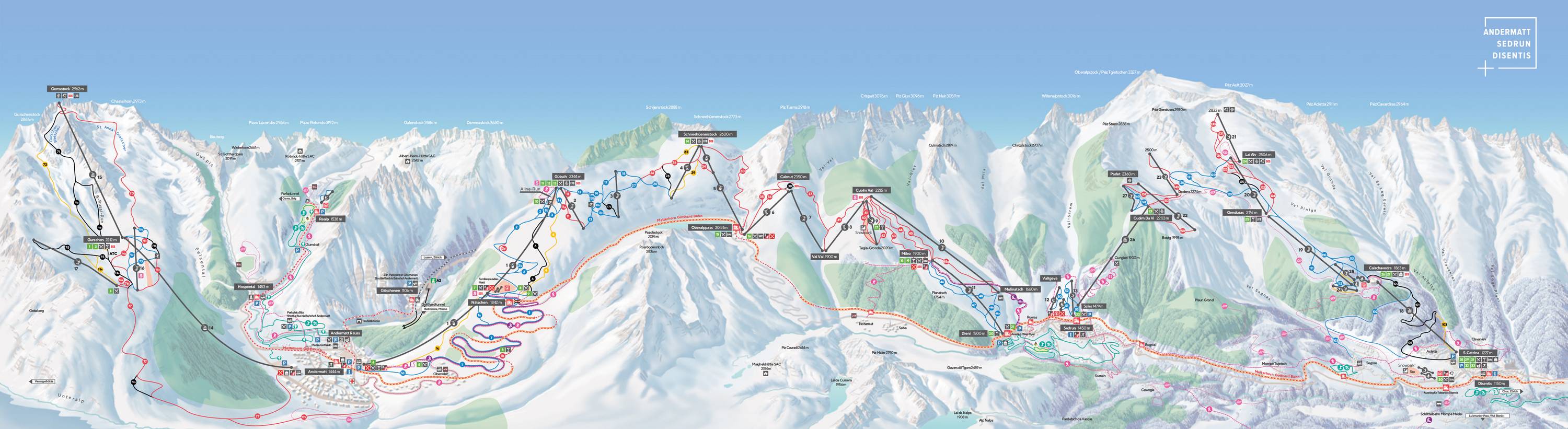 Mapa tras — Andermatt
