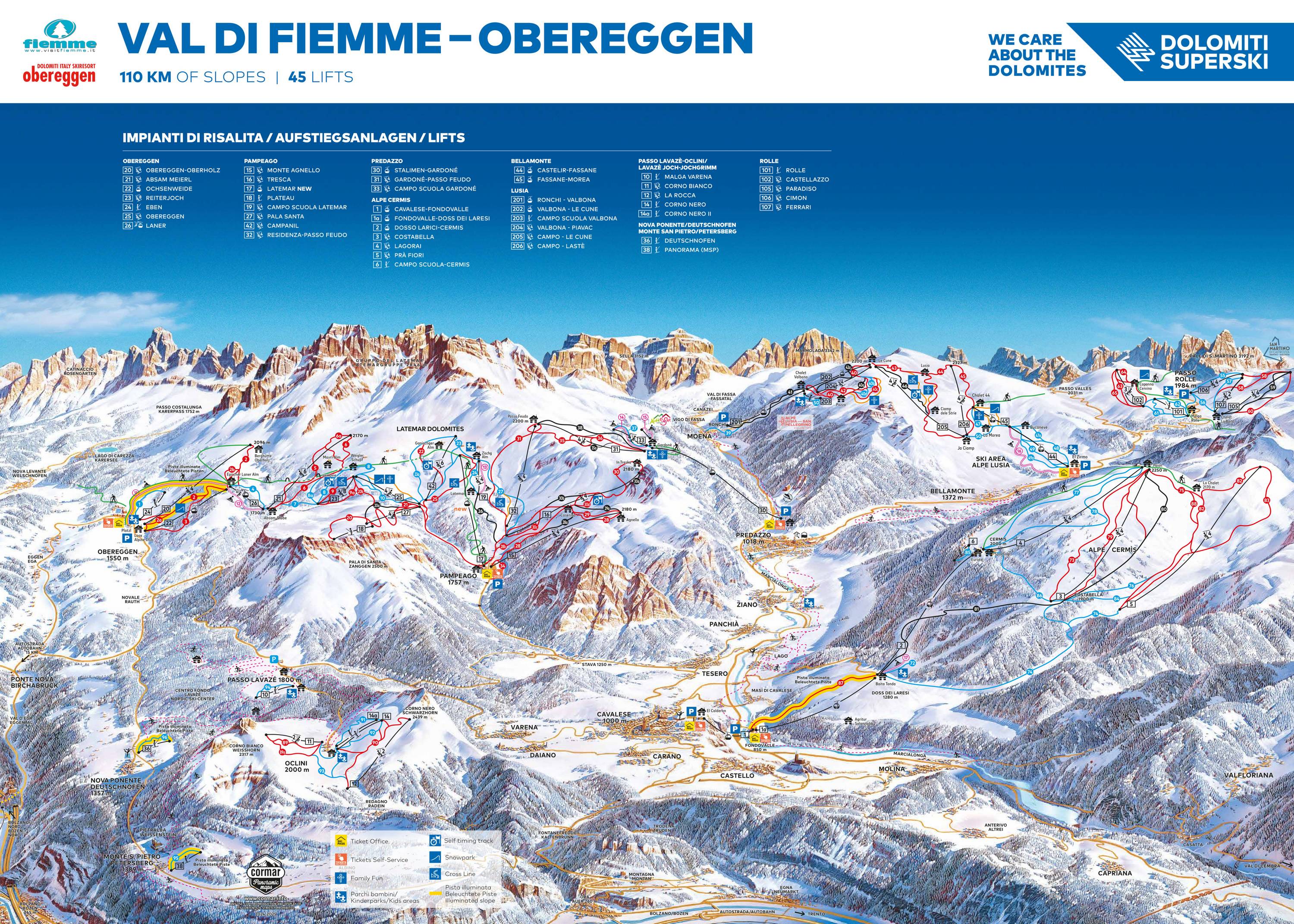 Mapa tras — Val di Fiemme / Obereggen